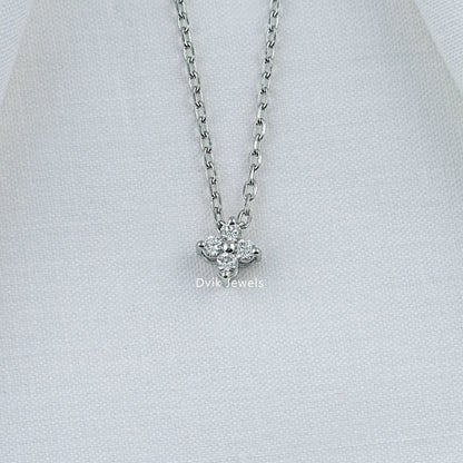 Round Diamond Floral Style Minimalist Pendant Pendant