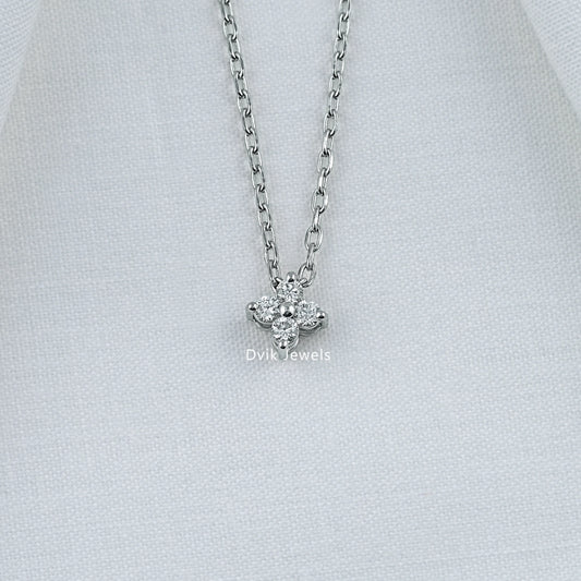 Round Diamond Floral Style Minimalist Pendant