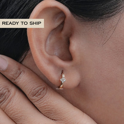 Round Diamond Clover Shape Huggie Hoop