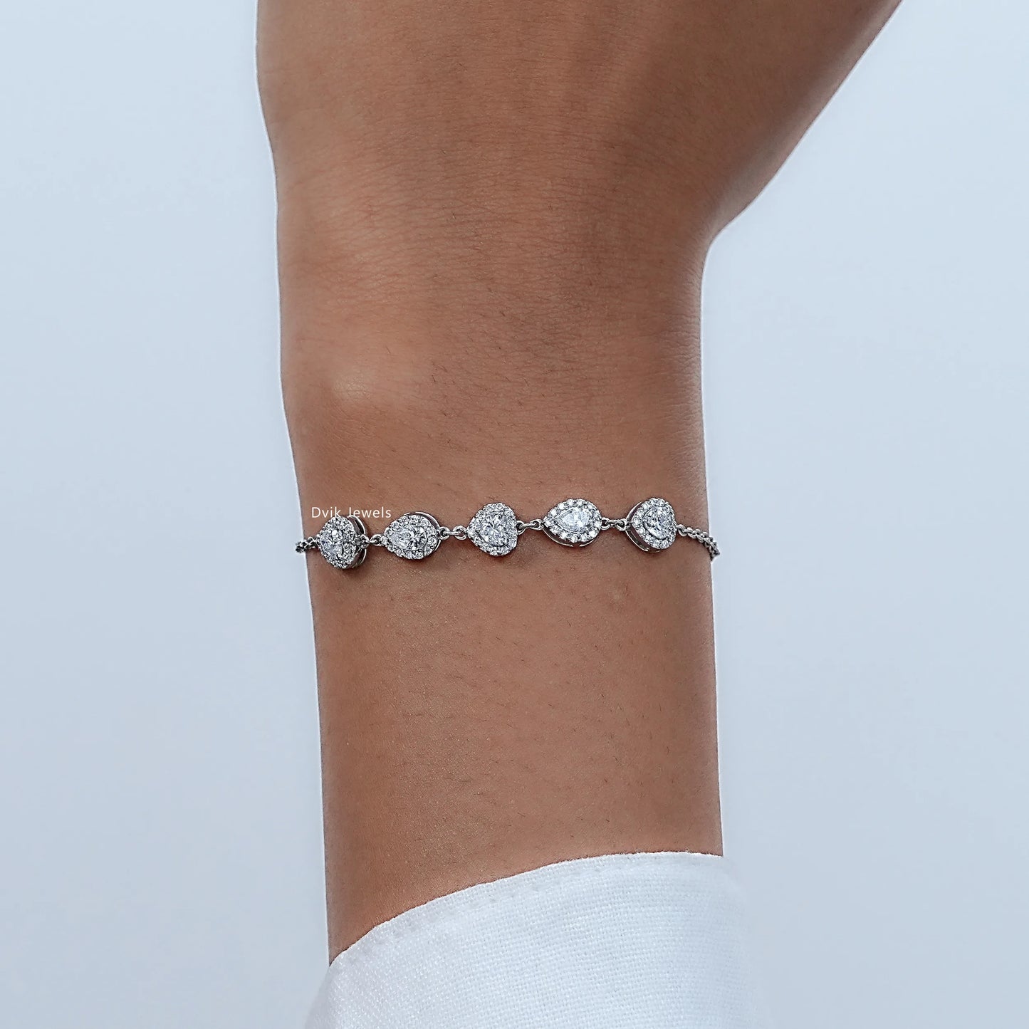 Heart And Pear Halo Lab Diamond Bracelet