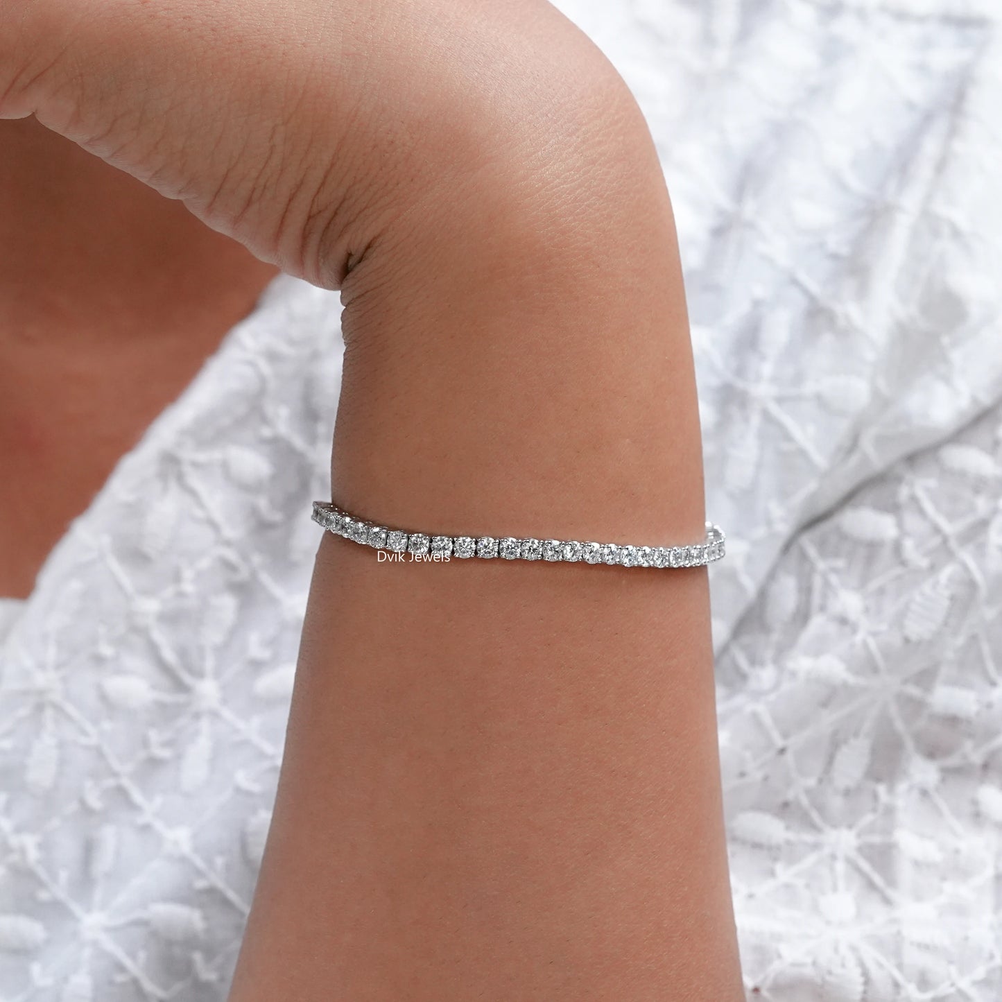 Elegant Round Lab Diamond Tennis Bracelet