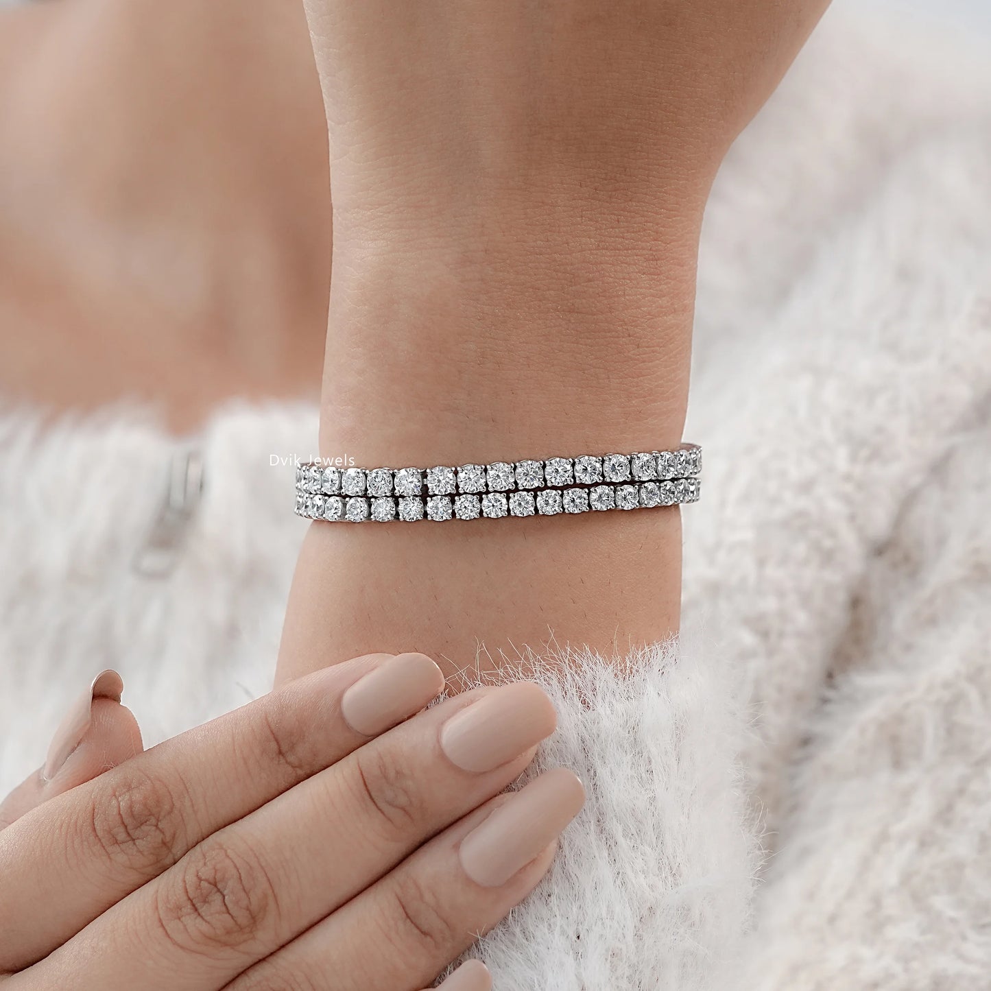 Brilliant Cut Round Lab Diamond Tennis Bracelet