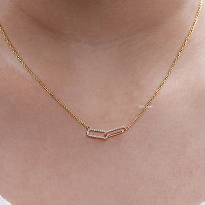 Open Rectangle Round Cut Double Link Pendant