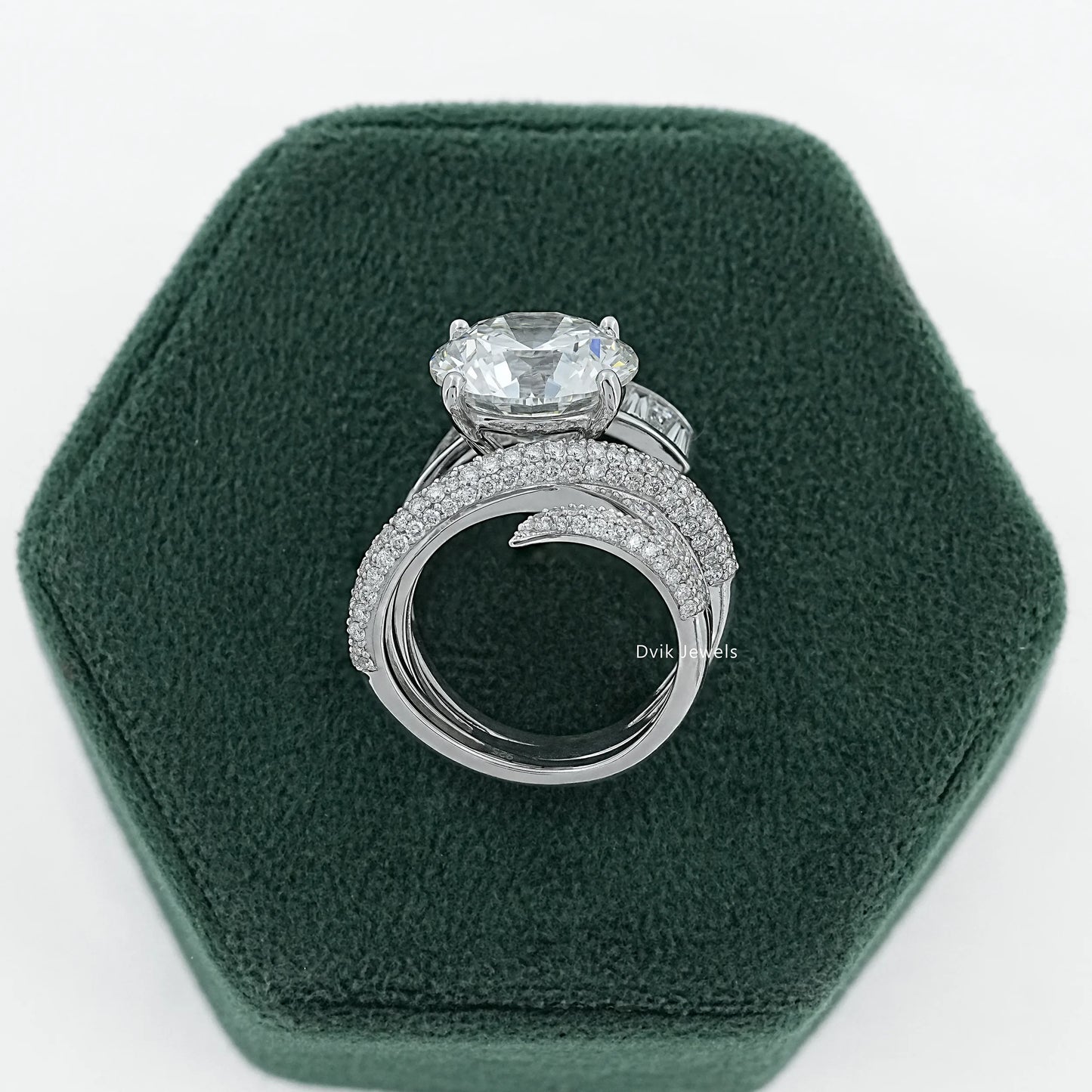 Round And Baguette Diamond Pave Cocktail Ring