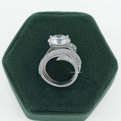 Round And Baguette Diamond Pave Cocktail Ring