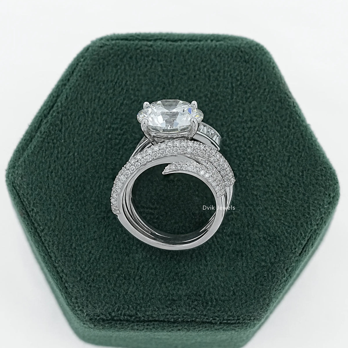 Round And Baguette Cut Diamond Pave Cocktail Ring