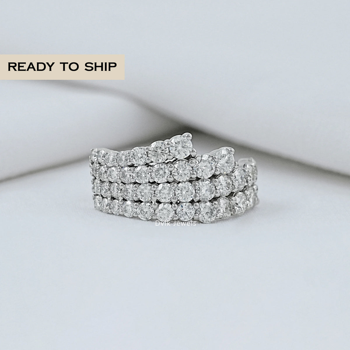 Round Diamond Pave Half Eternity Band