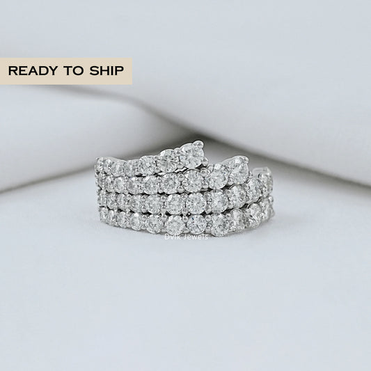 Round Diamond Pave Half Eternity Band