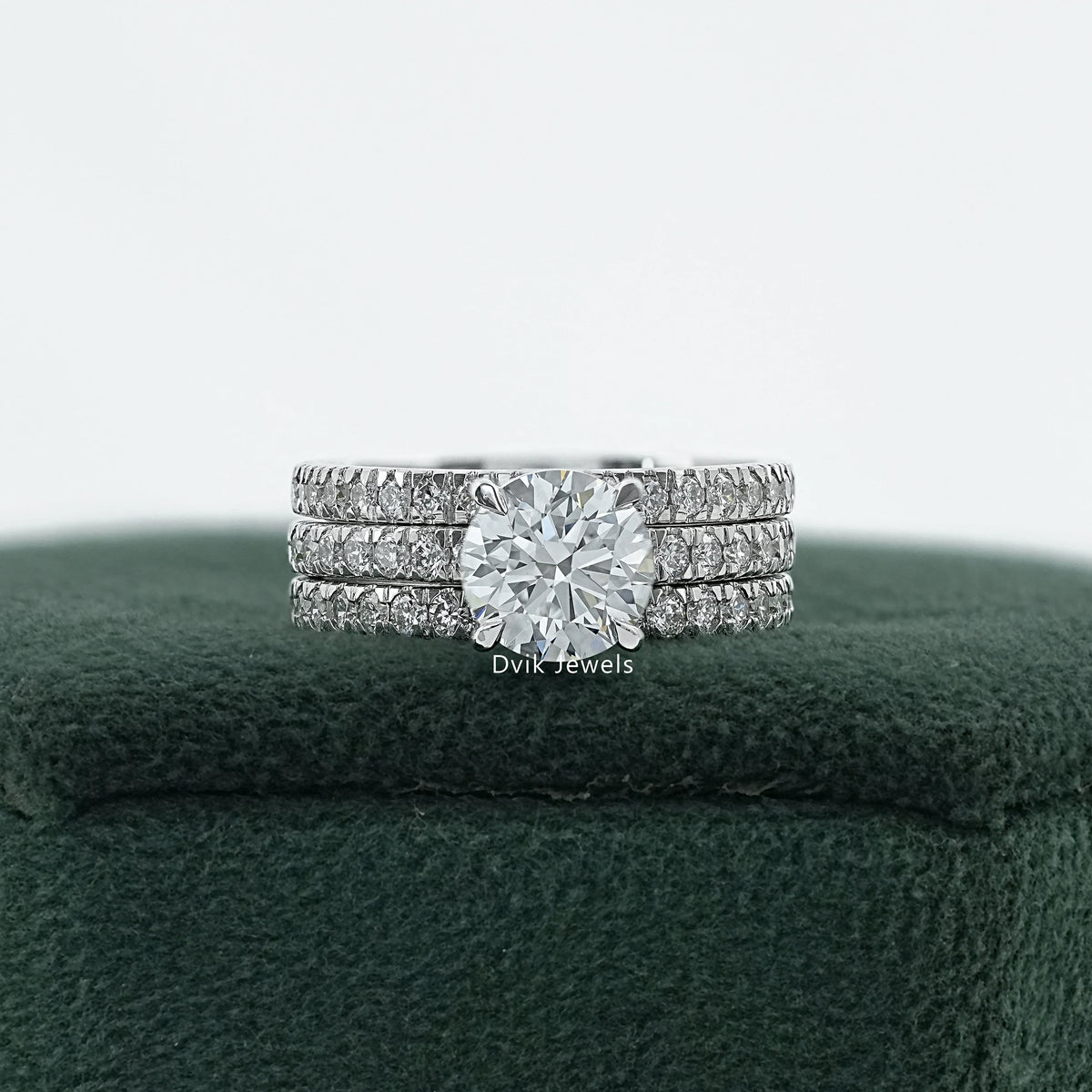Round Diamond Solitaire Accent Bridal Ring Set Bridal Ring Set