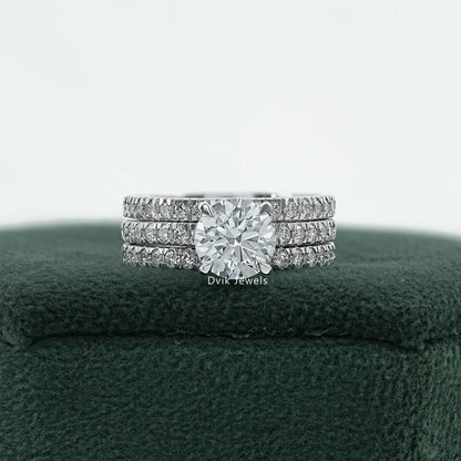 Round Diamond Solitaire Accent Bridal Ring Set Bridal Ring Set