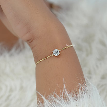 Lab Diamond Round Cut Solitaire Bracelet