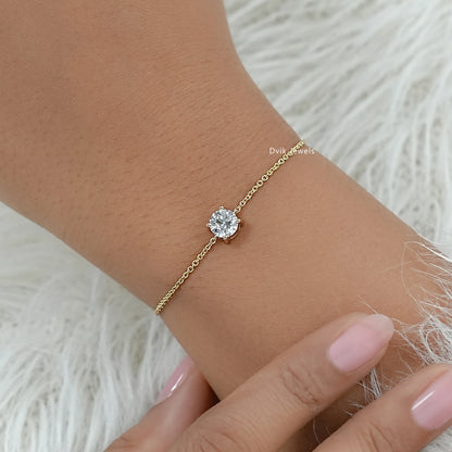Lab Diamond Round Cut Solitaire Bracelet