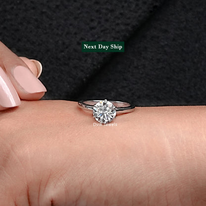 Round Lab Diamond Solitaire Ring Ring
