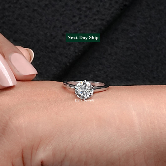 Round Lab Diamond Solitaire Ring Ring