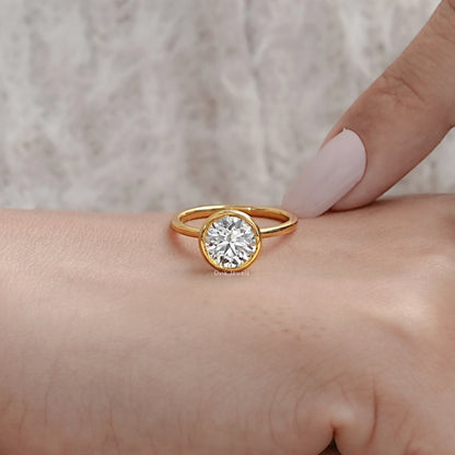 Round Lab Diamond Bezel Set Engagement Ring