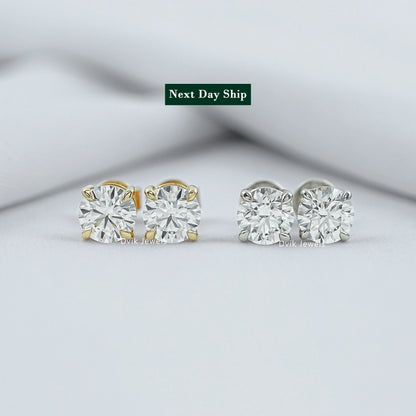 Lab Grown Round Diamond Stud Earrings Earrings