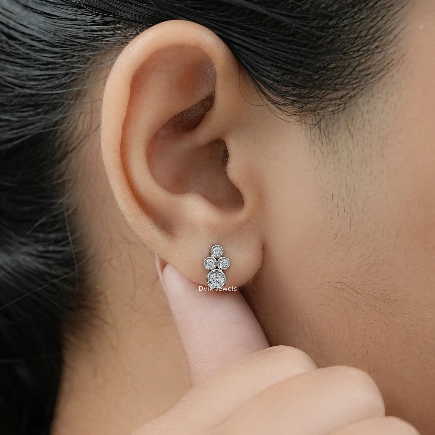 Bezel Set Round Diamond Stud Earrings