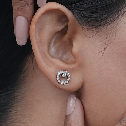 Open Circle Round Diamond Stud Earrings