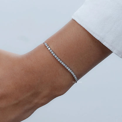 Round Cut Lab Diamond Bar Bracelet