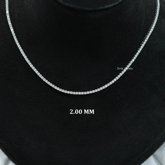 Stunning Round Lab Diamond Tennis Necklace