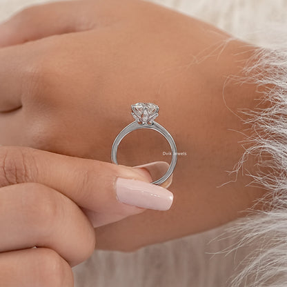 Round Cut Tulip Basket Set Engagement Ring Ring