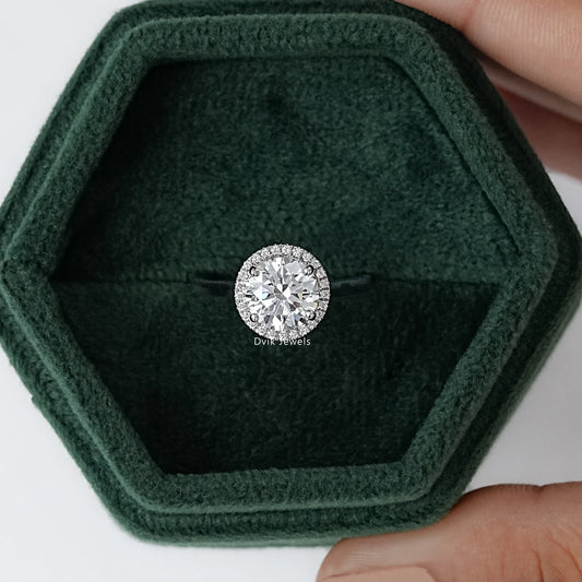 Brilliant Round-Cut Diamond Halo Solitaire Ring