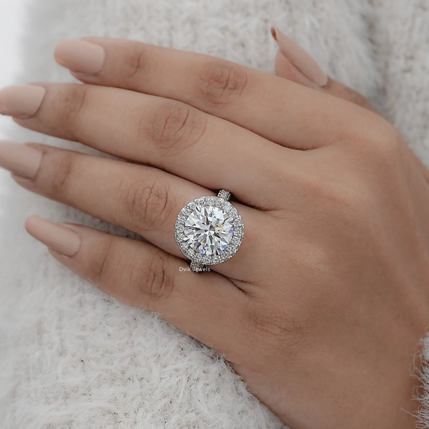 Halo Round Cut Lab Grown Diamond Engagement Ring