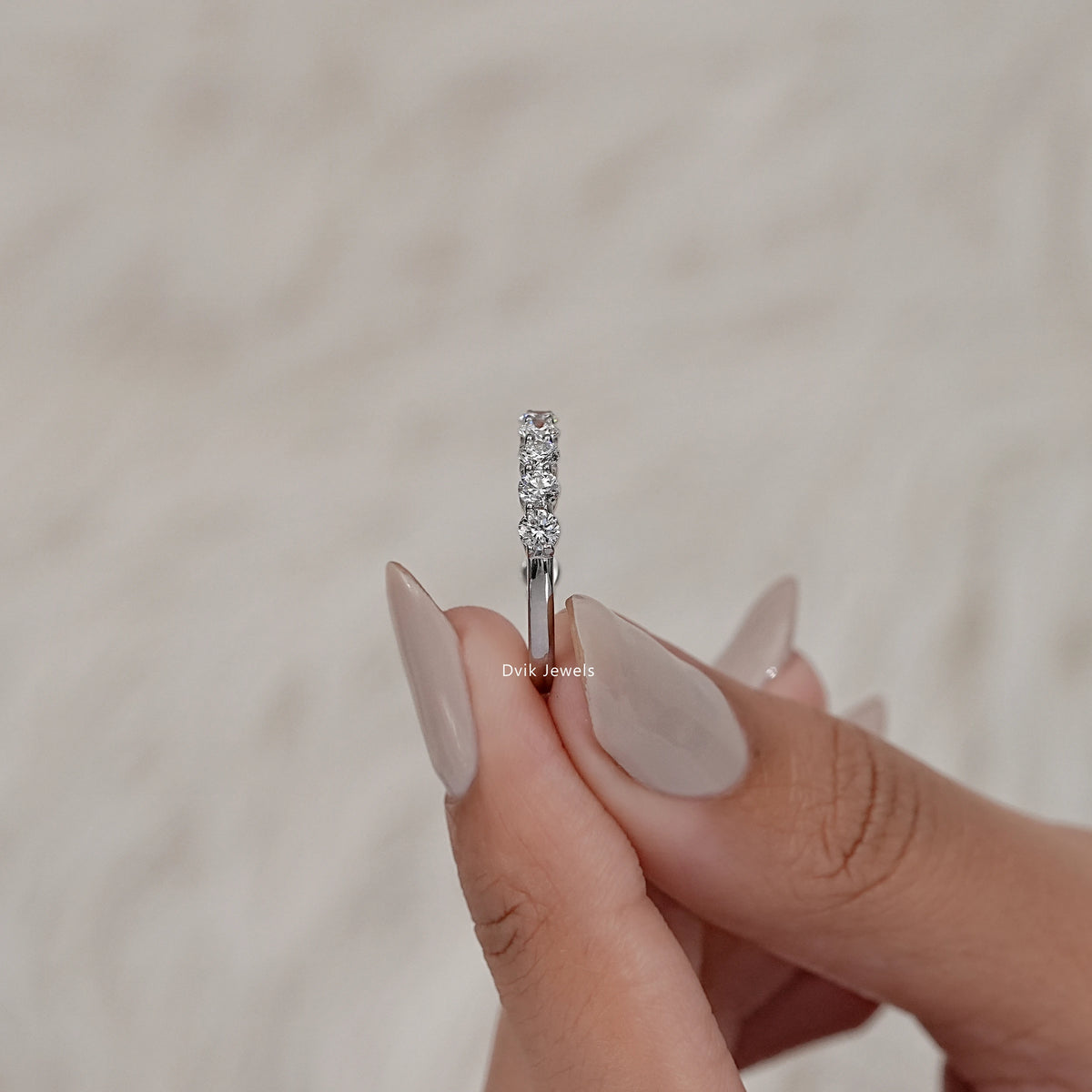 Round Lab Diamond Half Eternity Band Band