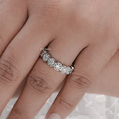 Round Lab Diamond Bezel Set Eternity Band