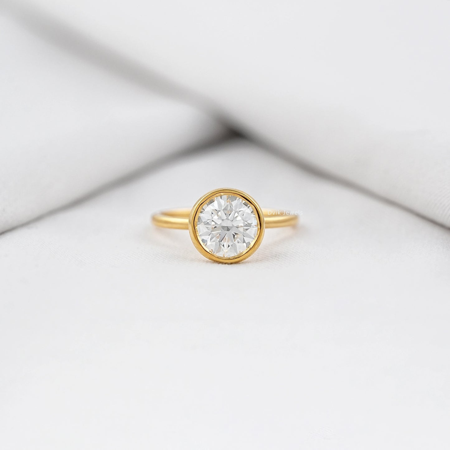 Round Lab Diamond Bezel Set Engagement Ring