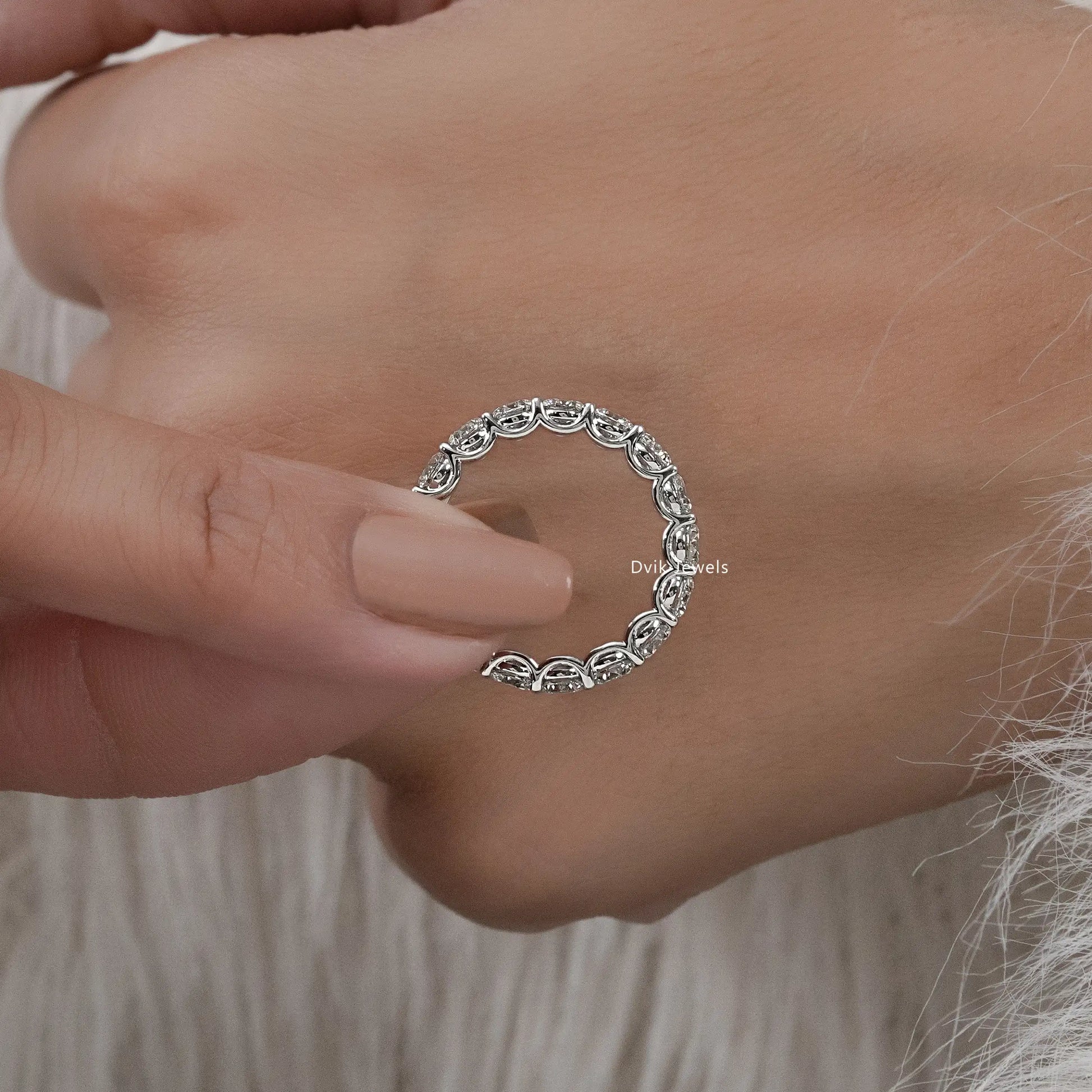 Round Lab Diamond Eternity Wedding Band Ring