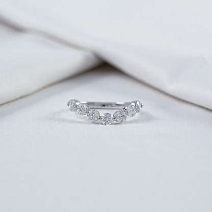 Round Lab Diamond Curved Wedding Band