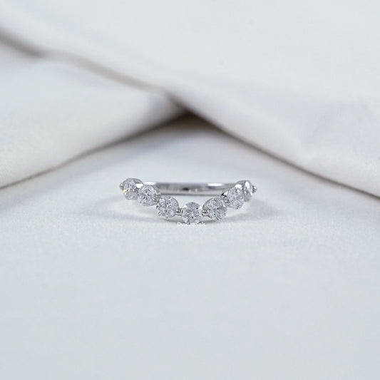 Round Lab Diamond Curved Wedding Band