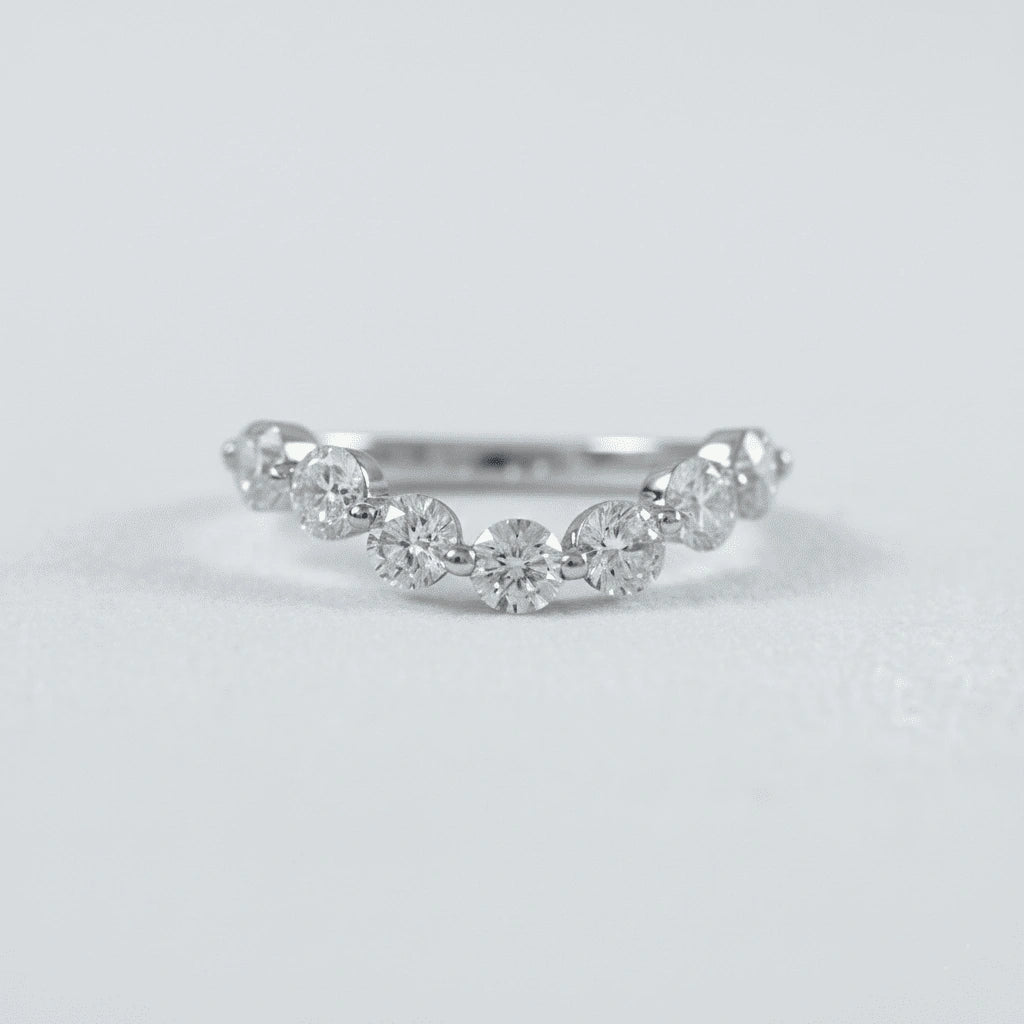 Round Lab Diamond Curved Wedding Band