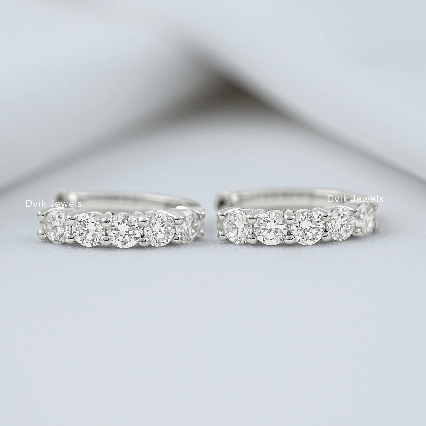 Round Lab Diamond Dainty Hoop Earrings Earrings