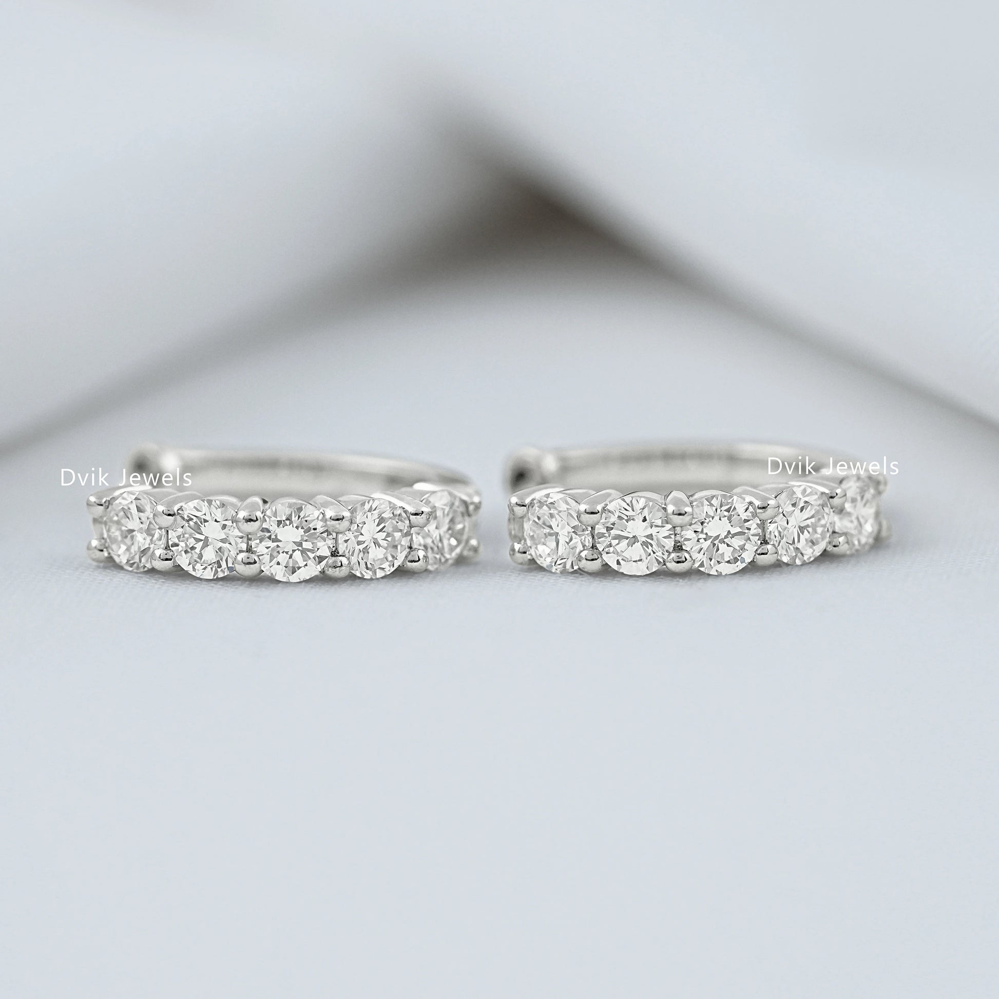 Round Lab Diamond Dainty Hoop Earrings Earrings
