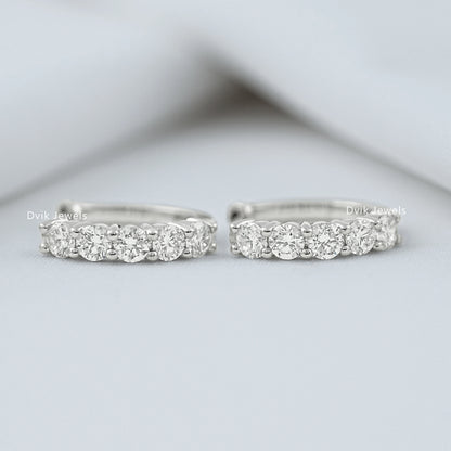 Round Lab Diamond Dainty Hoop Earrings Earrings