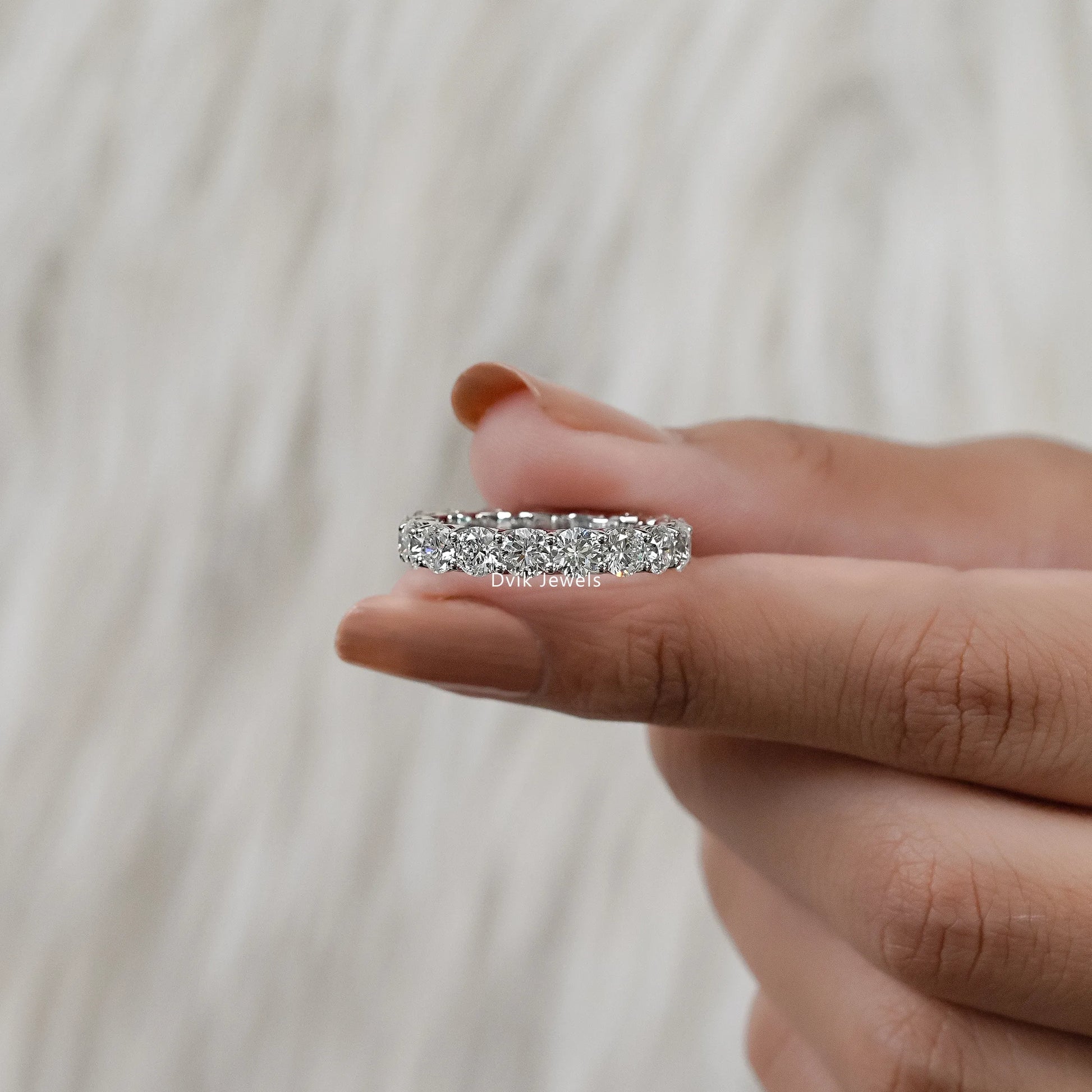Round Lab Diamond Eternity Wedding Band Ring