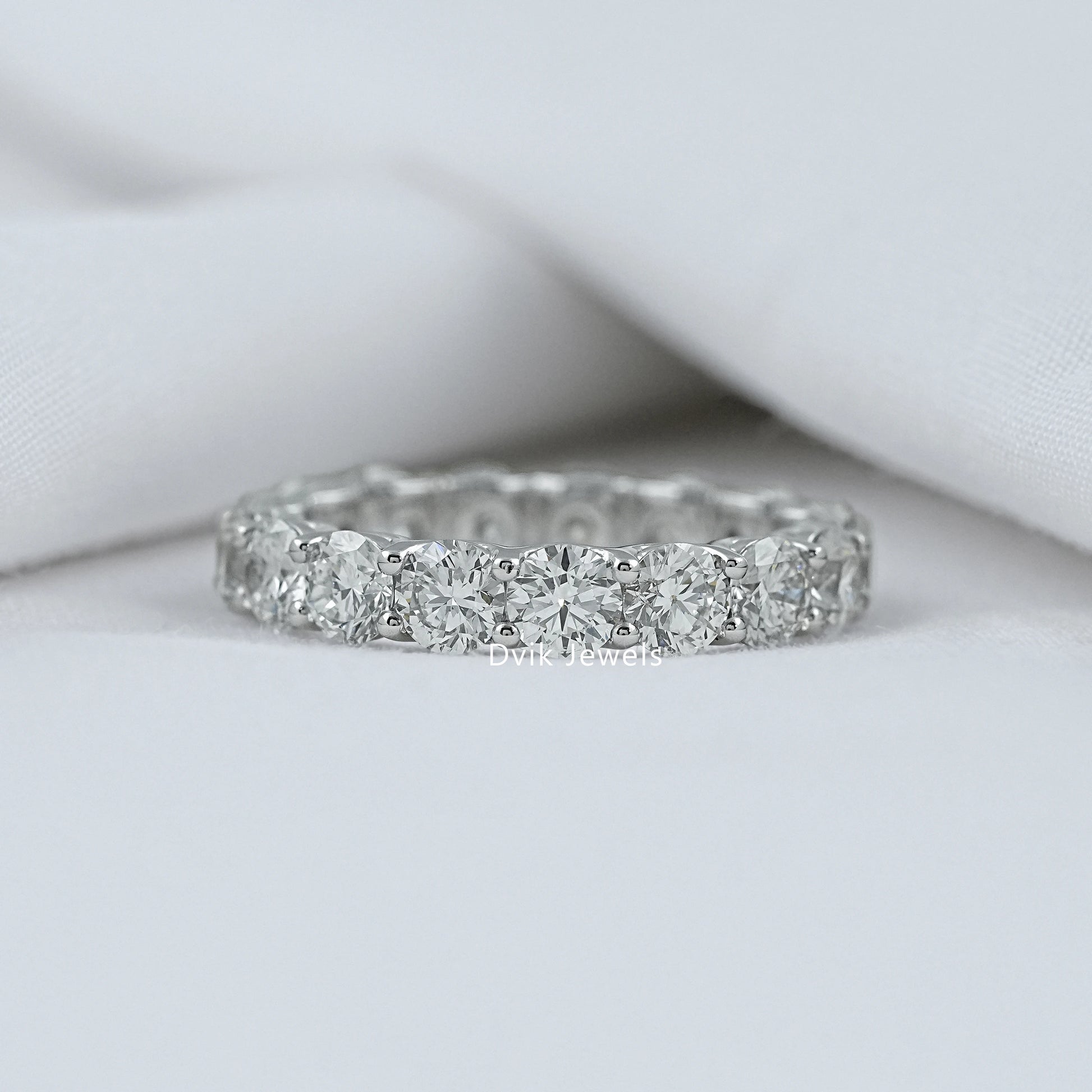Round Lab Diamond Eternity Wedding Band Ring