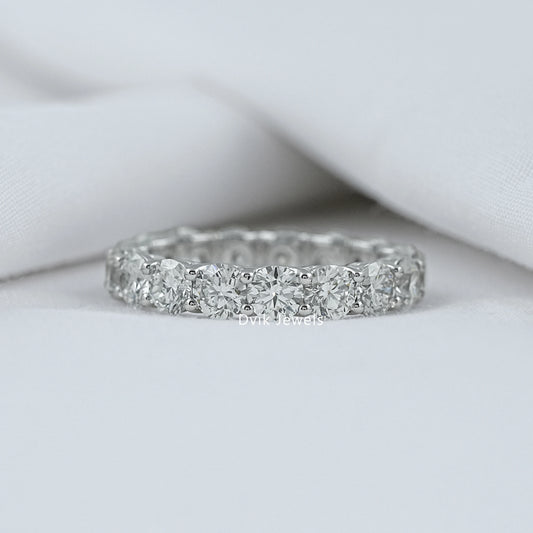 Round Lab Diamond Eternity Wedding Band Ring