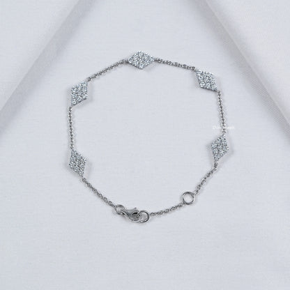 Round Cut Lab Diamond Flower Style Chain Bracelet