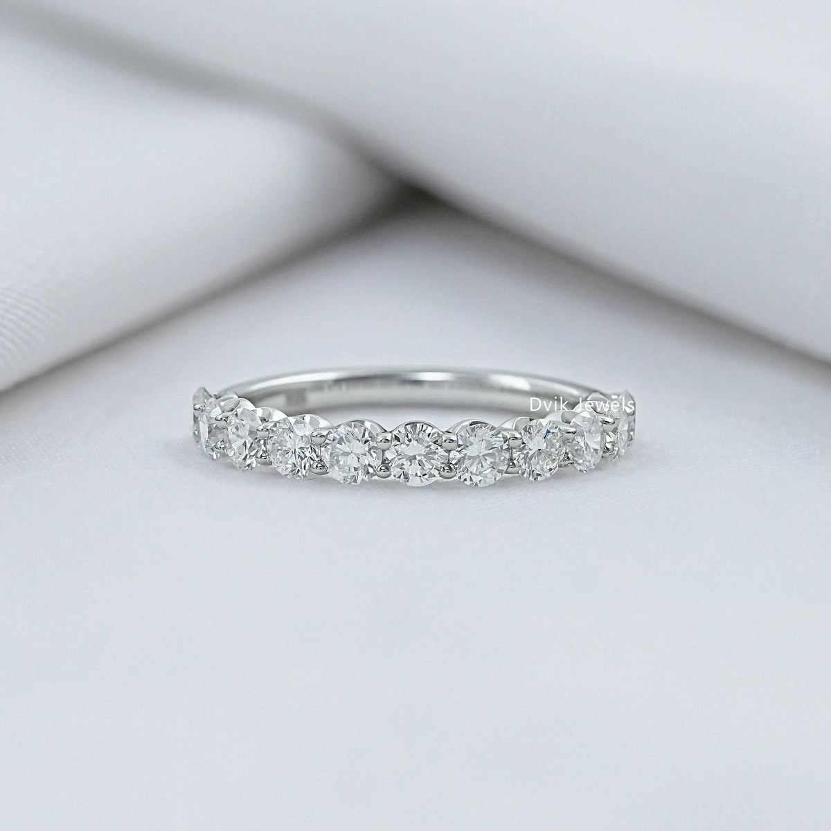 Round Lab Diamond Half Eternity Band Band