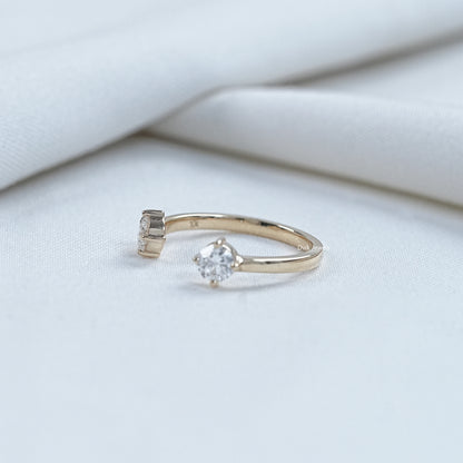 Round Cut Lab Diamond Open Gap Two Stone Ring