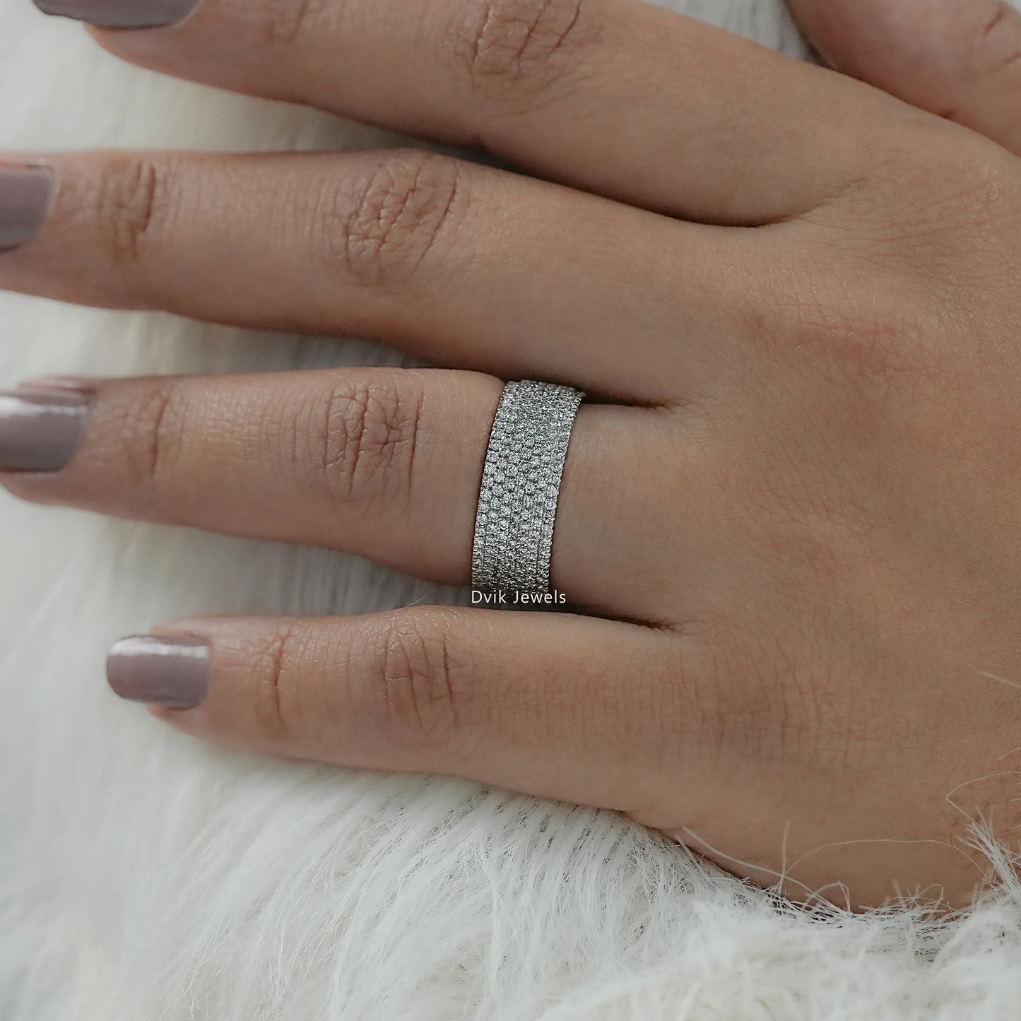 Multi Row Pavé Lab Diamond Wide Band