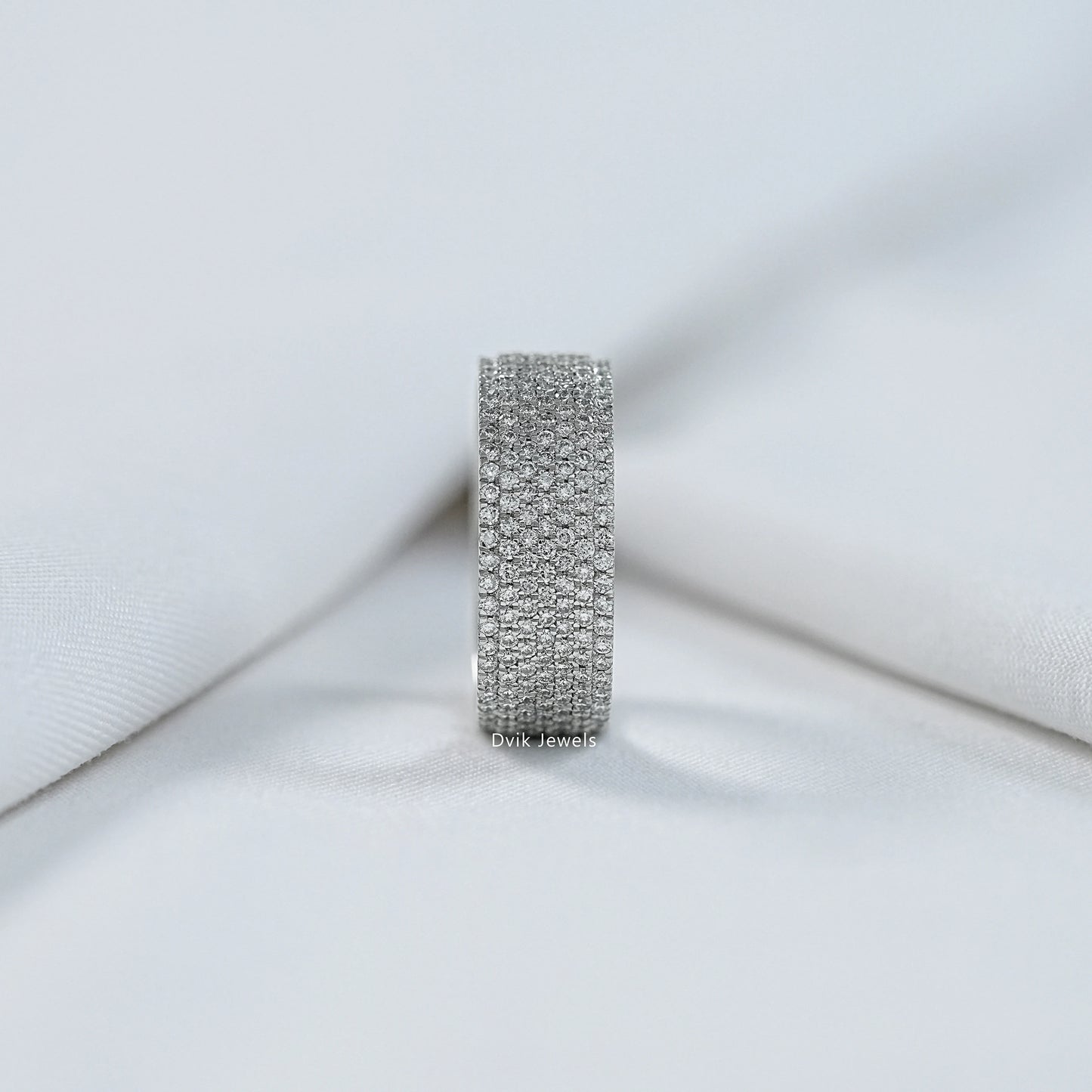 Multi Row Pavé Lab Diamond Wide Band