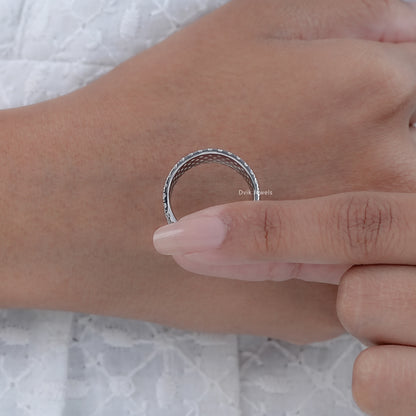 Round Cut Lab Diamond Pave Wedding Band