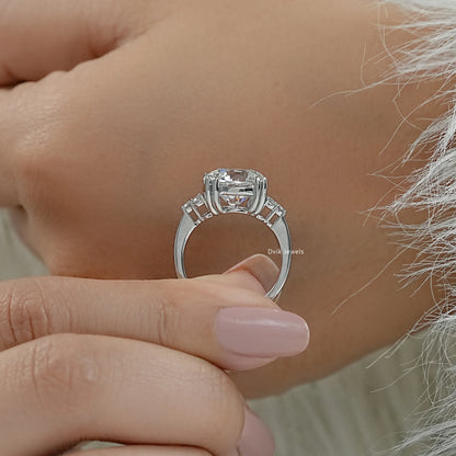 Lab diamond cluster ring with vintage cluster diamond rings profile view