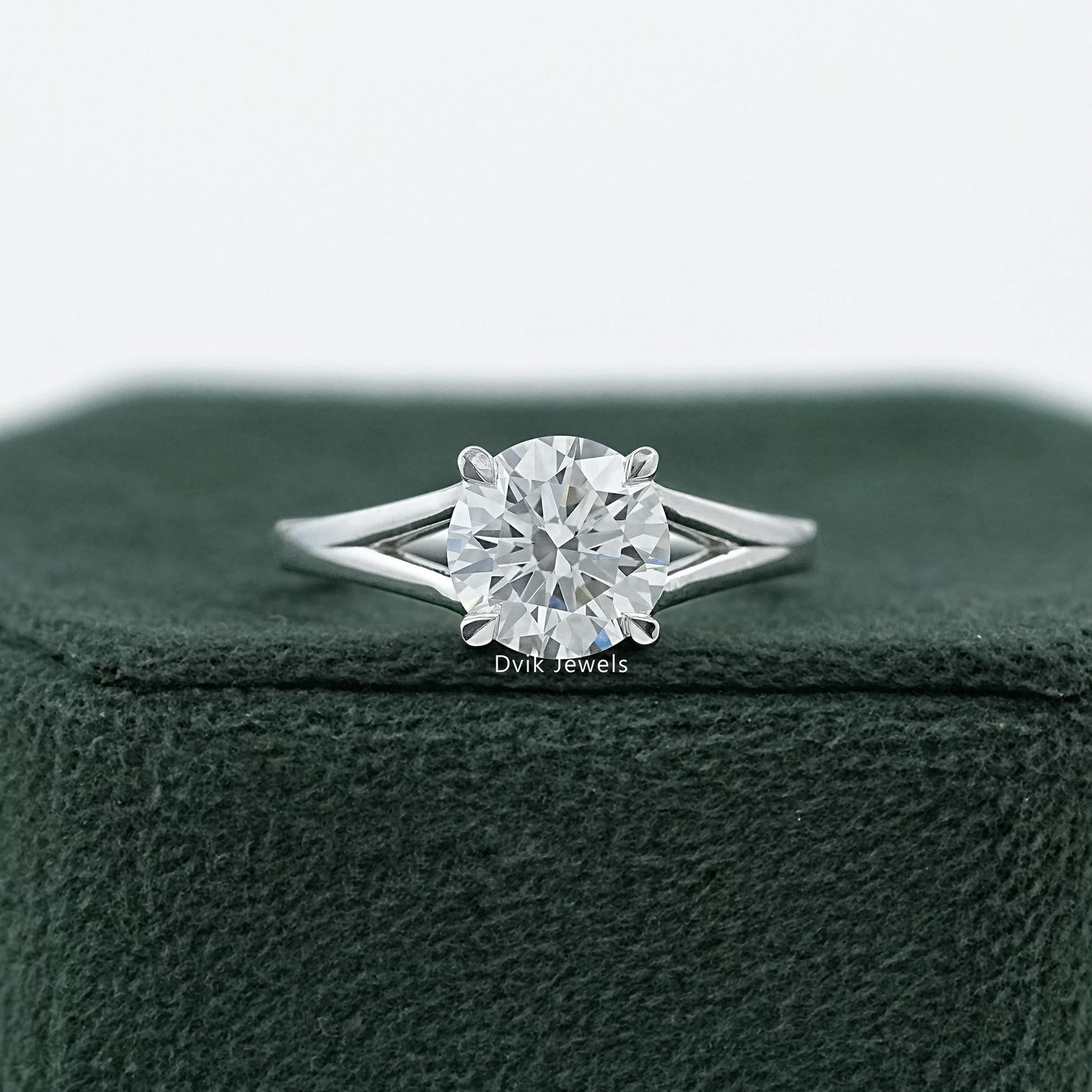Round Lab Diamond Split Shank Engagement Ring