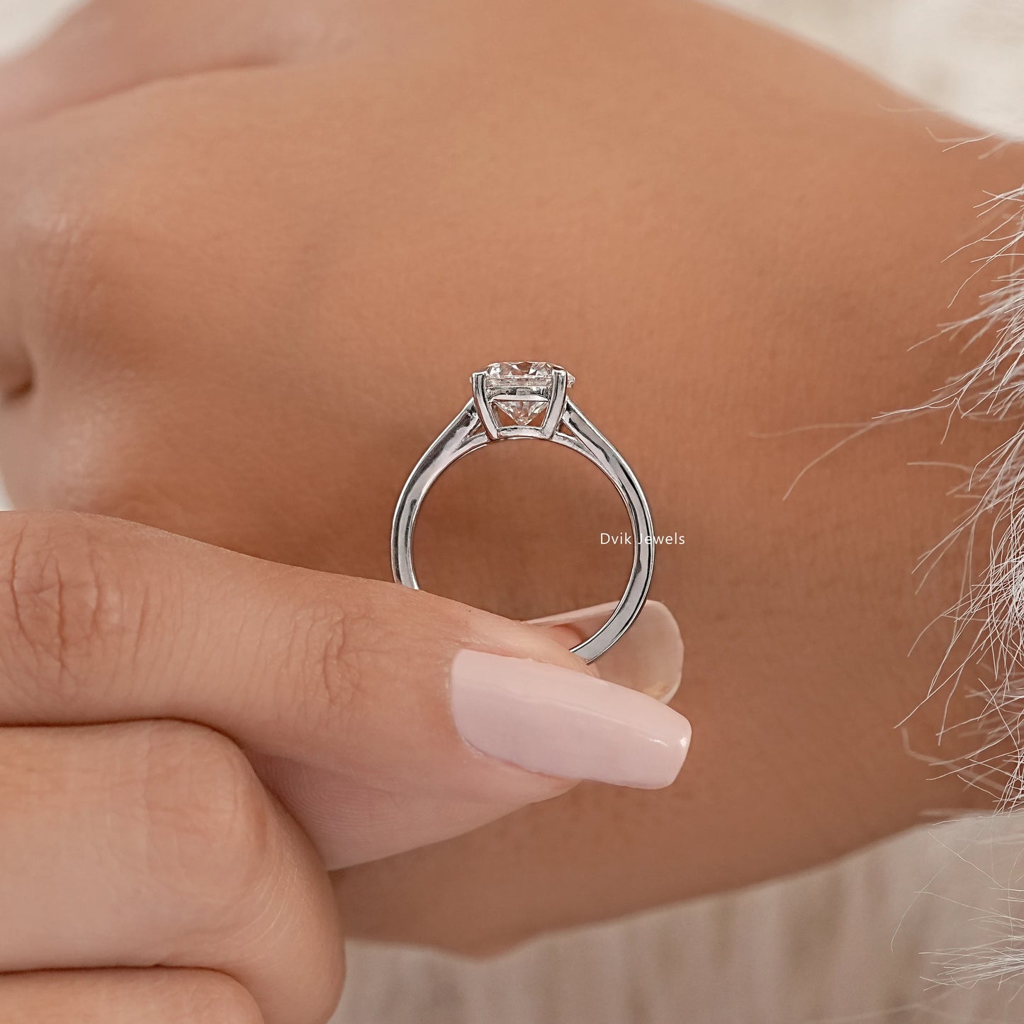 Round Lab Diamond Split Shank Engagement Ring