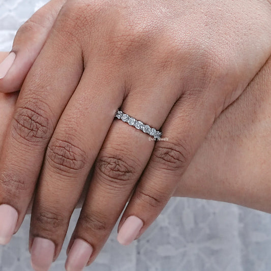 Round Lab Diamond Eternity Wedding Band